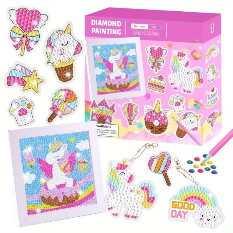 Art Craft Unicorn - مجموعة رسم بالألماس للأطفال على شكل