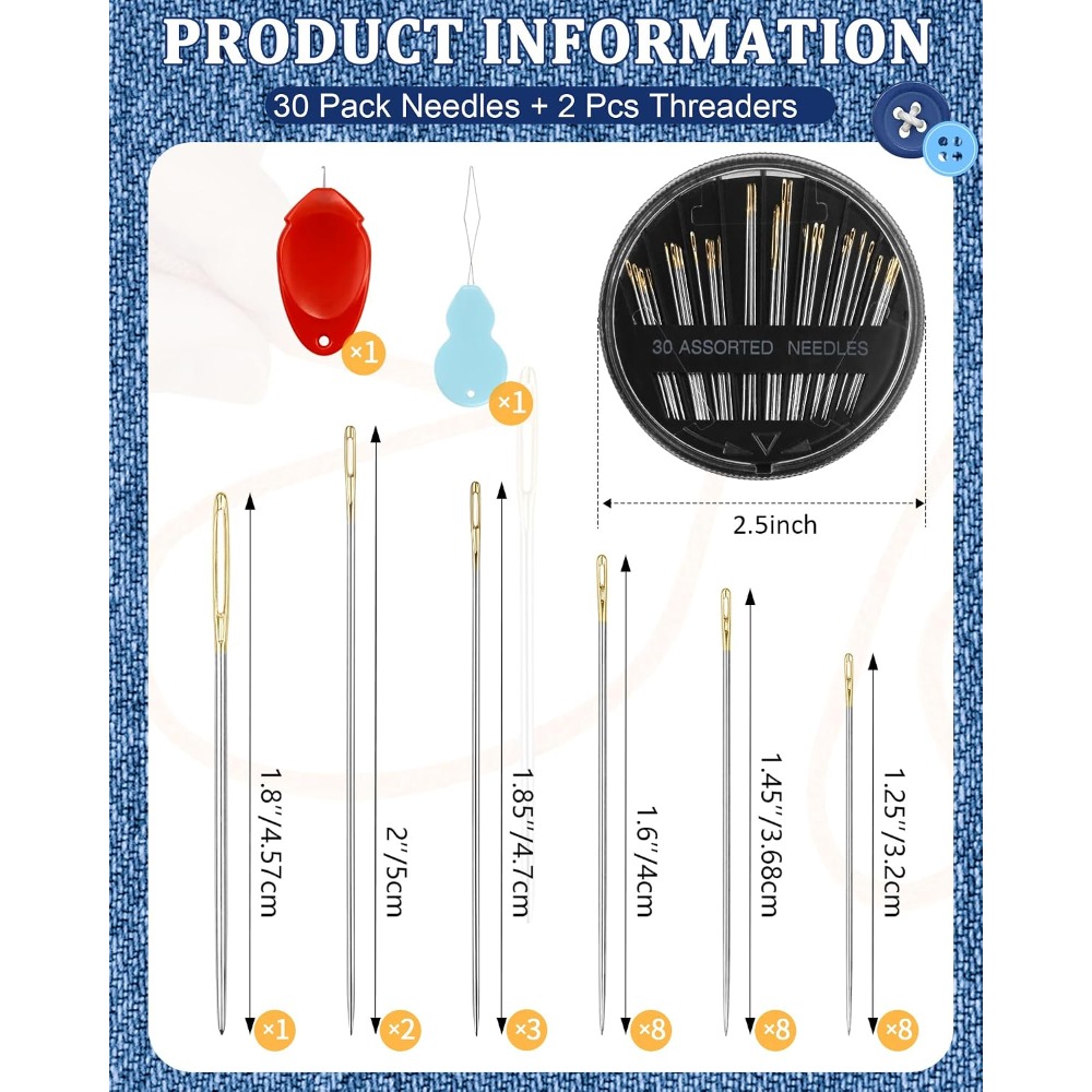 Art Craft Kits - مجموعة من 30 إبرة خياطة يدوية