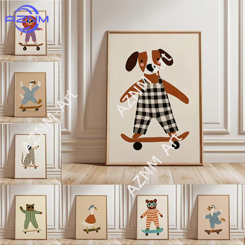 Art Craft Duck - لوحة فنية مضحكة لحيوانات تمارس التزلج،