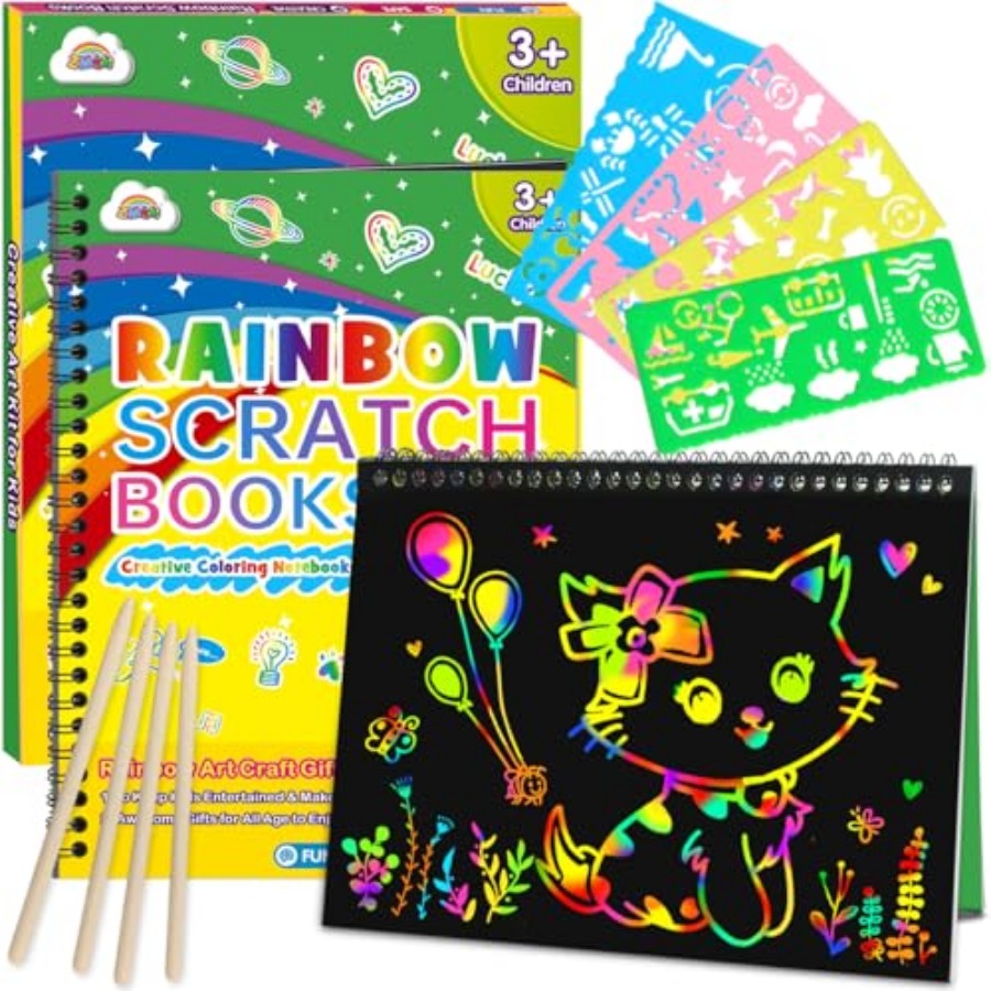 Art Craft Notebook - مجموعة من دفترين للرسم بالخدش بألوان